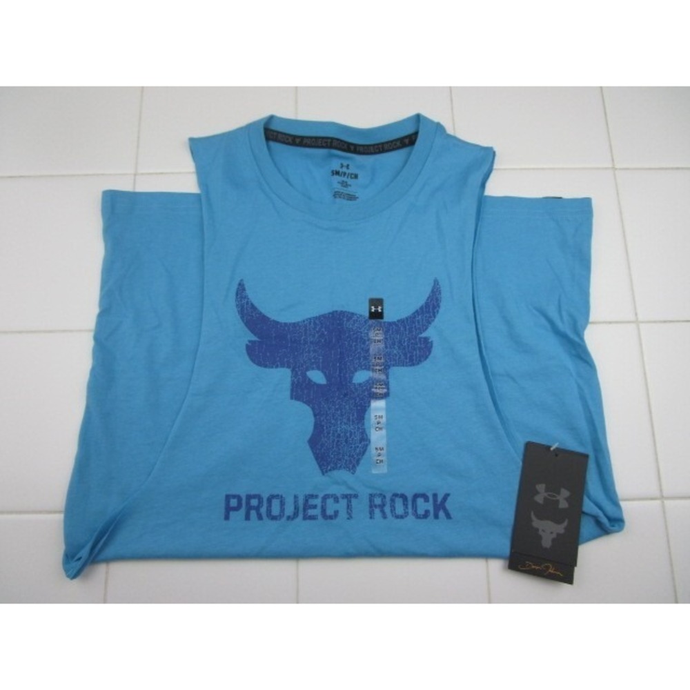 Under Armour Project Rock Brahma Bull Blue Muscle Workout Tank Men's Small